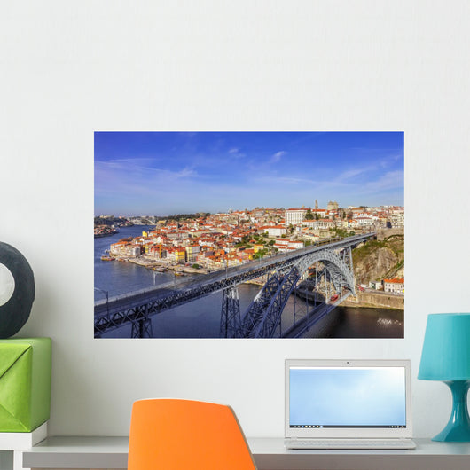 View of the iconic Dom Luis I bridge of Porto, Portugal Wall Mural