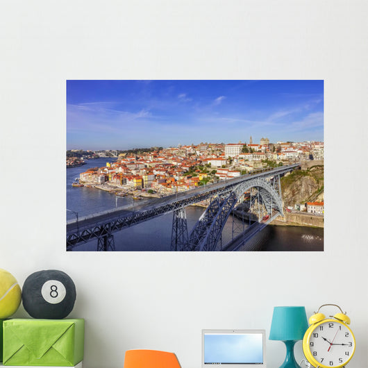 View of the iconic Dom Luis I bridge of Porto, Portugal Wall Mural