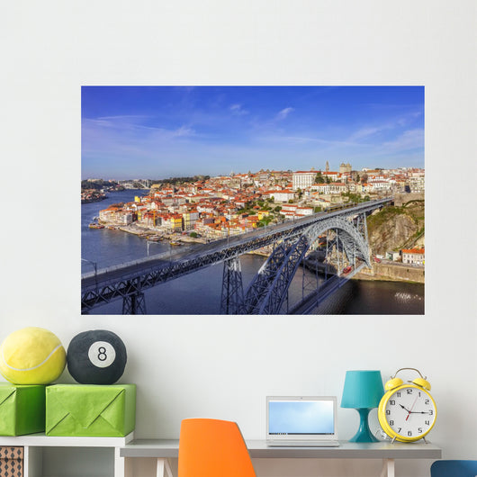 View of the iconic Dom Luis I bridge of Porto, Portugal Wall Mural