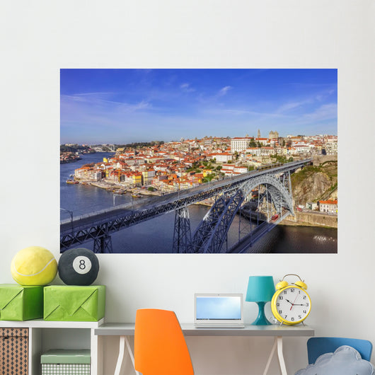 View of the iconic Dom Luis I bridge of Porto, Portugal Wall Mural