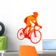 Abstract orange cyclist silhouette Wall Decal