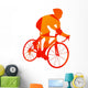 Abstract orange cyclist silhouette Wall Decal