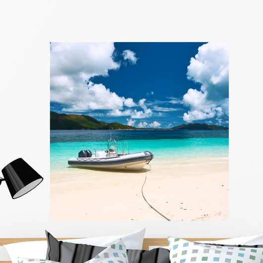 Tropical Beach Seychelles with Wall Decal