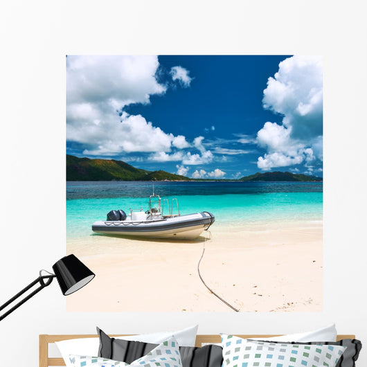 Tropical Beach Seychelles with Wall Decal