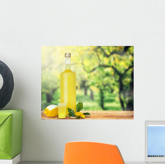 Italian alcoholic beverage, Limoncello. Wall Mural