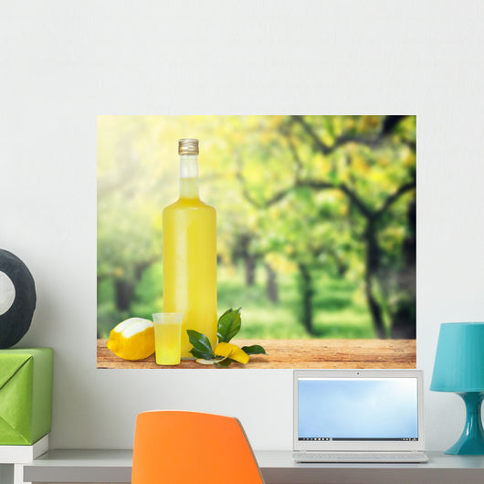 Italian alcoholic beverage, Limoncello. Wall Mural