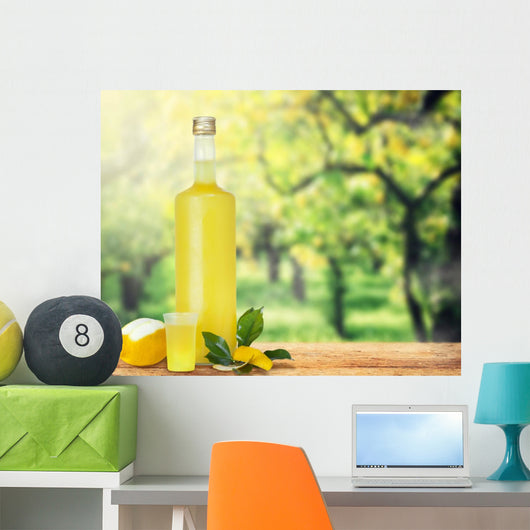 Italian alcoholic beverage, Limoncello. Wall Mural