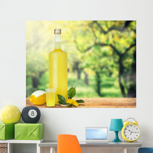 Italian alcoholic beverage, Limoncello. Wall Mural