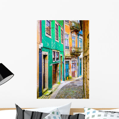 Alleyway In Porto, Portugal Wall Decal shown on a wall