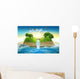Illustration magic opened book covered grass trees waterfall Wall Mural