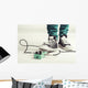 Rock player in sneakers stomp guitar overdrive pedal Wall Mural