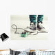 Rock player in sneakers stomp guitar overdrive pedal Wall Mural