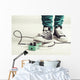 Rock player in sneakers stomp guitar overdrive pedal Wall Mural