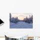 Winter landscape road in Lapland Wall Mural