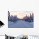Winter landscape road in Lapland Wall Mural