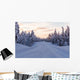 Winter landscape road in Lapland Wall Mural