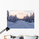 Winter landscape road in Lapland Wall Mural