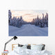 Winter landscape road in Lapland Wall Mural