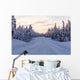 Winter landscape road in Lapland Wall Mural