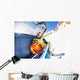 Mom with boy on ski lift ropeway chair Wall Mural