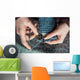 woman's hands crocheting Wall Mural