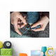 woman's hands crocheting Wall Mural