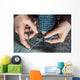 woman's hands crocheting Wall Mural