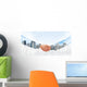 Hansshake of two businessmen on a city background Wall Mural