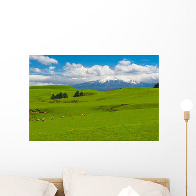 Mt. Ruapehu And Fields Wall Decal shown on a wall