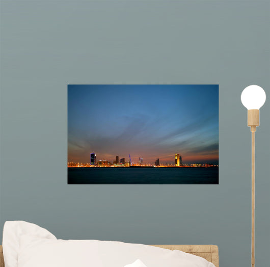 Bahrain Skyline And The Dark Cloud During Dusk Wall Decal