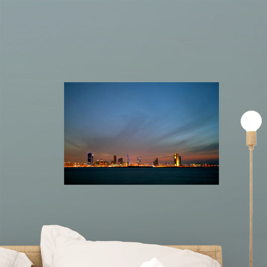 Bahrain skyline and the dark cloud during dusk Wall Mural