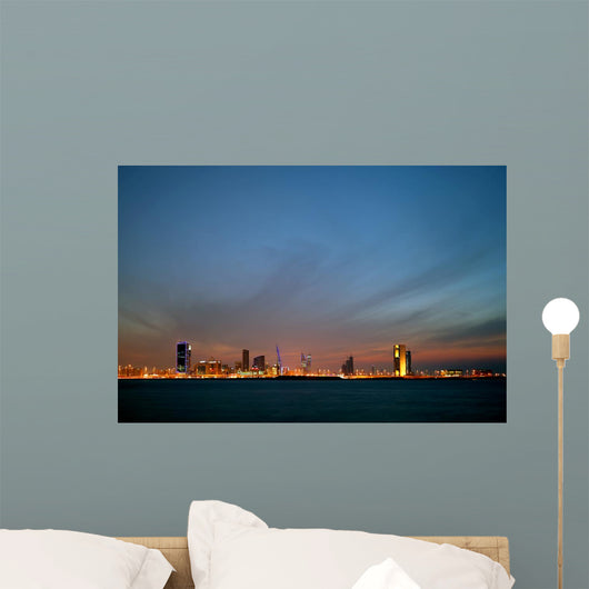 Bahrain skyline and the dark cloud during dusk Wall Mural