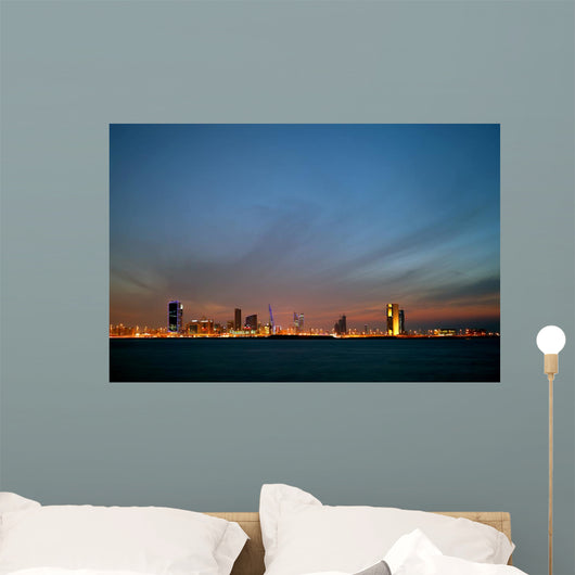 Bahrain skyline and the dark cloud during dusk Wall Mural