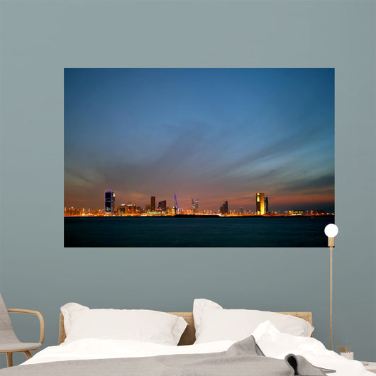 Bahrain skyline and the dark cloud during dusk Wall Mural