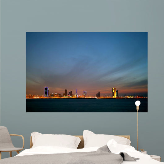 Bahrain skyline and the dark cloud during dusk Wall Mural