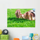 Family relaxing on the grass Wall Mural