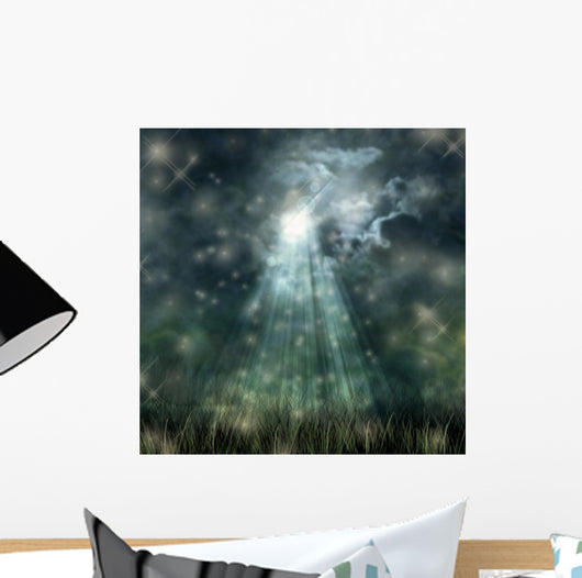 Mystical moonlight flowing from the dark sky to the ground Wall Mural