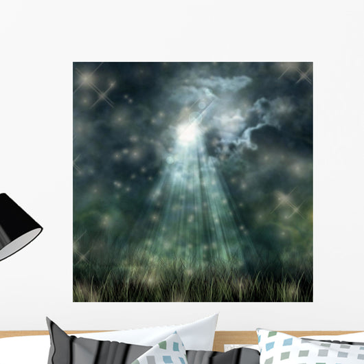 Mystical moonlight flowing from the dark sky to the ground Wall Mural