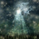 Mystical Moonlight Flowing From The Dark Sky To The Ground Wall Decal