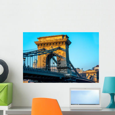 Szechenyi Chain Bridge Wall Decal 2 shown on a wall