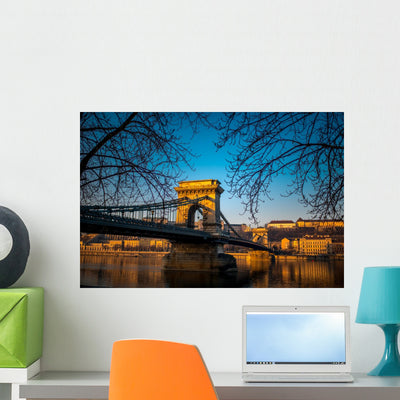 Szechenyi Chain Bridge Wall Decal shown on a wall