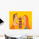 Couple sharing a huge hamburger Wall Mural