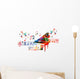Colorful piano design with hummingbirds Wall Decal