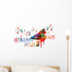 Colorful piano design with hummingbirds Wall Decal