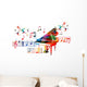 Colorful piano design with hummingbirds Wall Decal