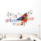 Colorful piano design with hummingbirds Wall Decal