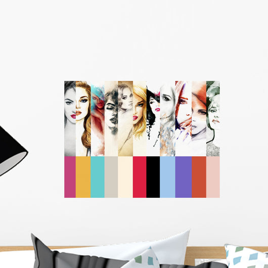 Collage Fashion Illustrations.woman portrait .ashion background Wall Mural
