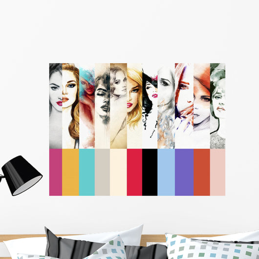 Collage Fashion Illustrations.woman portrait .ashion background Wall Mural