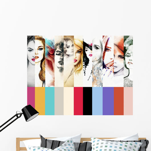Collage Fashion Illustrations.woman portrait .ashion background Wall Mural