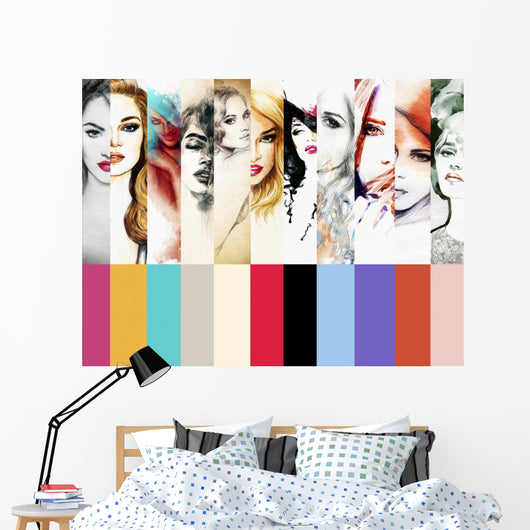 Collage Fashion Illustrations.woman portrait .ashion background Wall Mural